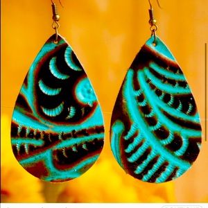 For @kkdoll09 COPY - Teardrop leather earrings NWT